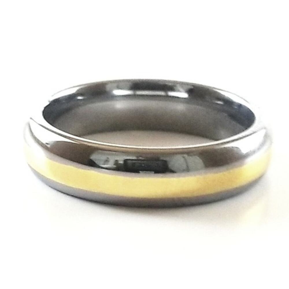 New tungsten ring with gold‎ strip 12
